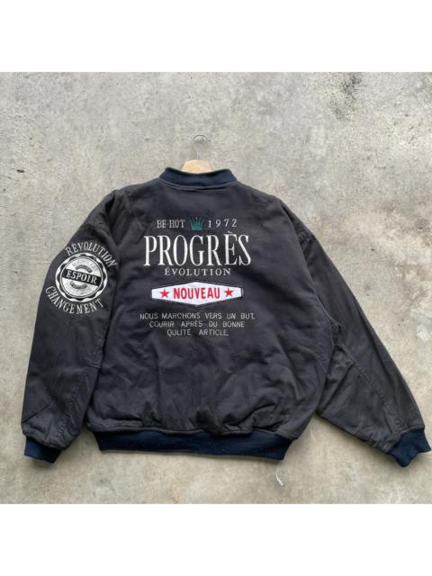 Other Designers Vintage - RARE💥 Vintage Japanese Black Bomber Jacket Big Logo Size XL