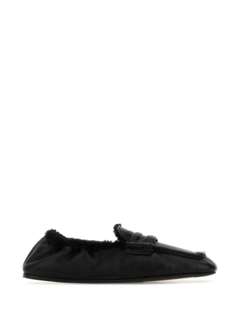 Miu Miu Miu Miu Women Black Nappa Leather Ruches Loafers