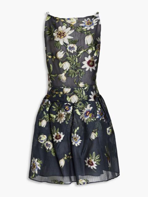 Oscar de la Renta Embellished fil coupé silk-blend organza mini dress