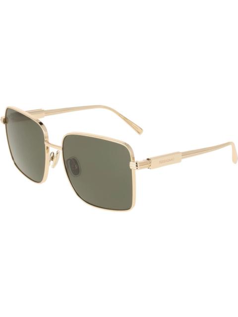 FERRAGAMO Ferragamo Green Square Ladies Sunglasses SF330S 752 57