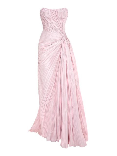 MARMAR HALIM Hand-Pleated Silk Gown pink