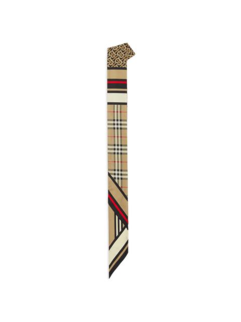montage-print silk skinny scarf