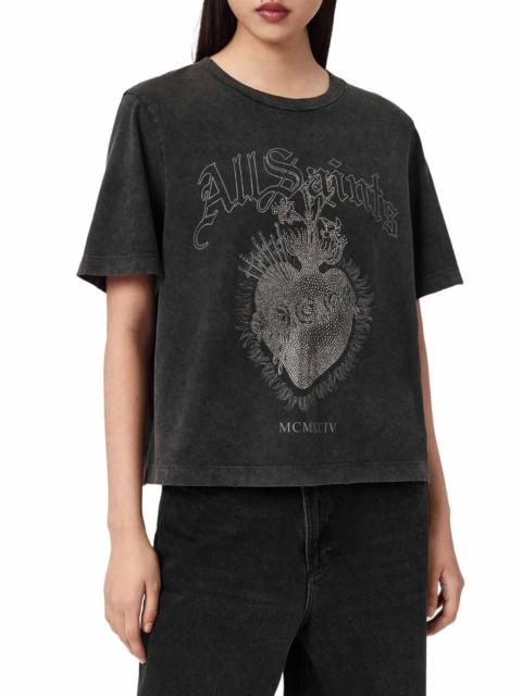 ALLSAINTS AllSaints Sabbath Lisa Embellished Cotton Graphic T-Shirt in Washed Black at Nordstrom