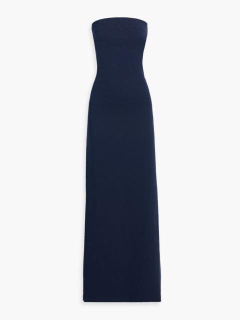 NORMA KAMALI Strapless French cotton-blend terry gown