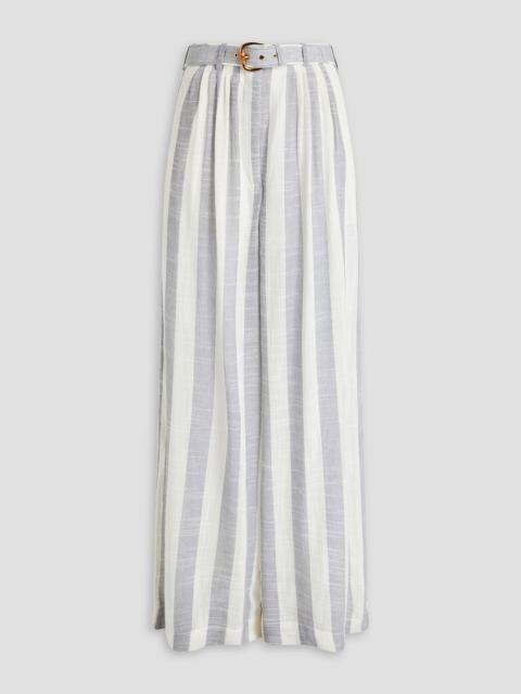 Zimmermann Belted striped gauze wide-leg pants