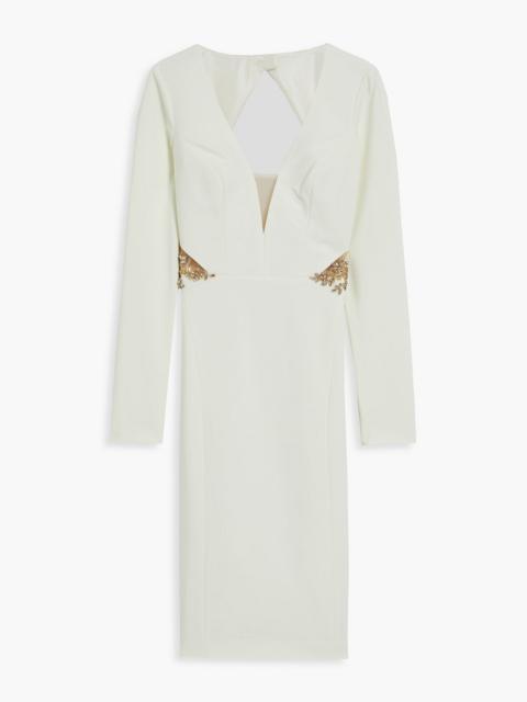 Other Designers Embellished cutout crepe midi dress