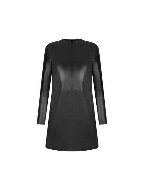 TOM FORD NAPPA LEATHER CREWNECK MINI DRESS