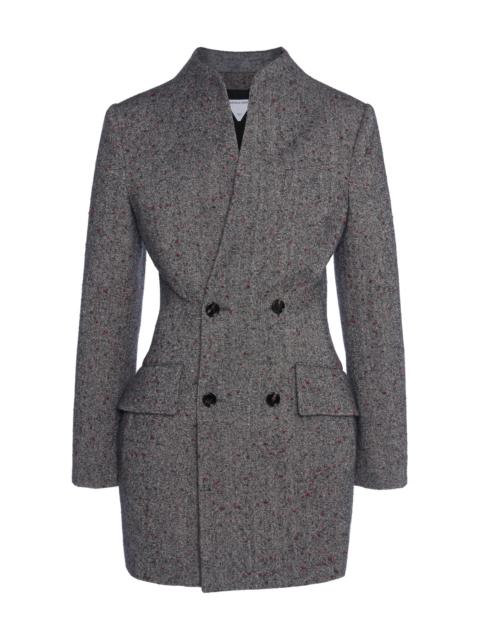 Bottega Veneta Knotted 3D-Knit Funnel-Neck Jacket grey