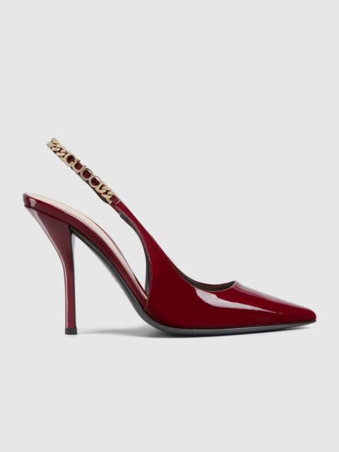 GUCCI Gucci Signoria Patent Leather Slingback Pumps