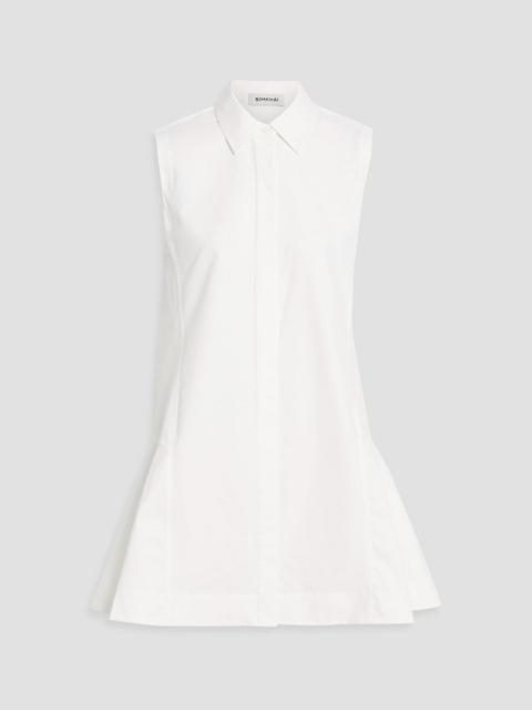 SIMKHAI Maggie pleated cotton-blend poplin mini shirt dress