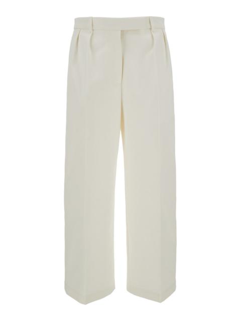 Thom Browne Thom Browne Women White Relaxed Pants With 4Bar Rwb Detail In Cotton Woman