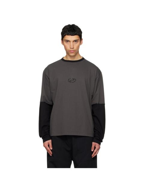 We11done Gray 'WE11DONE' Layered Long-Sleeve T-shirt