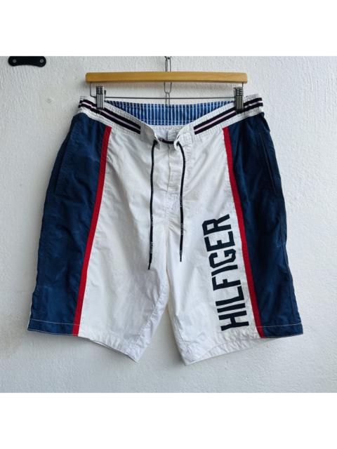 Vintage TOMMY HILFIGER Swim Shorts Pants Velcro Big Logo