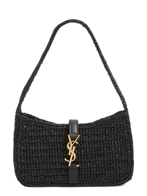 SAINT LAURENT Saint Laurent Mini Le 5 À 7 Raffia Shoulder Bag in Noir at Nordstrom