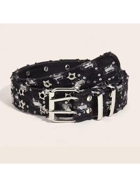 Other Designers Japanese Brand - Denim Girdle HipHop Y2k Star Hollowed Pin Buckle Belt