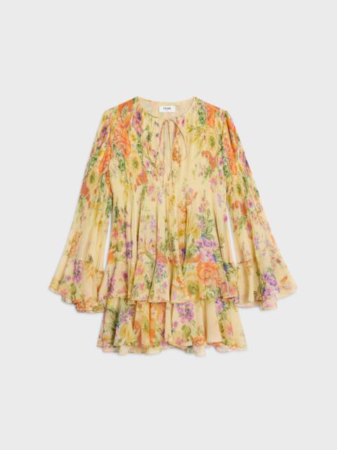 CELINE mini pleated dress IN silk georgette