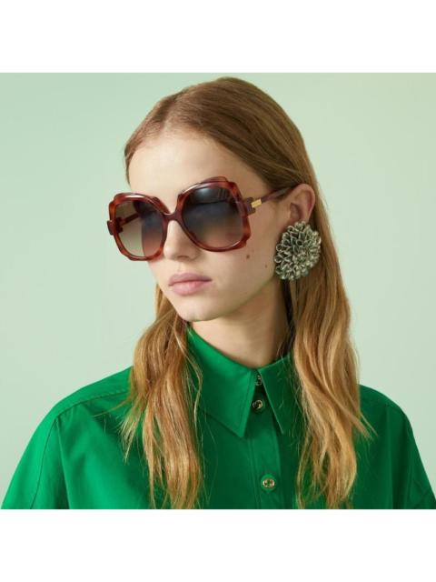 GUCCI New Gucci Women Oversized Havana Sunglasses GG1431S 002 Auth