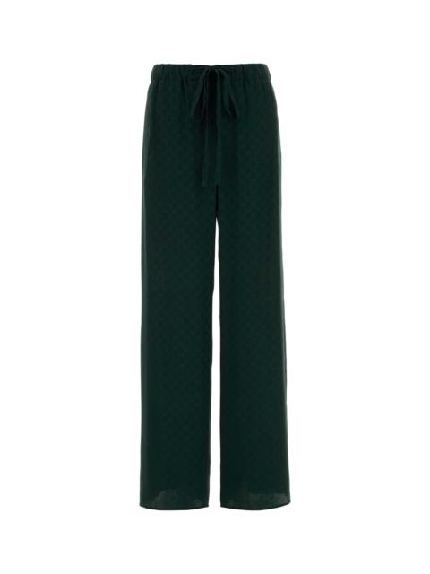 GUCCI Gucci Women Bottle Green Silk Wide-Leg Pant