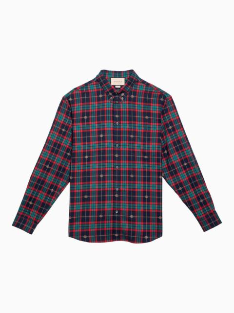 Gucci Red/Blue Checked Button-Down Shirt In Cotton Men