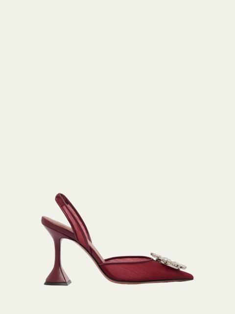 Amina Muaddi 95mm Begum Mesh Crystal Slingback Pumps