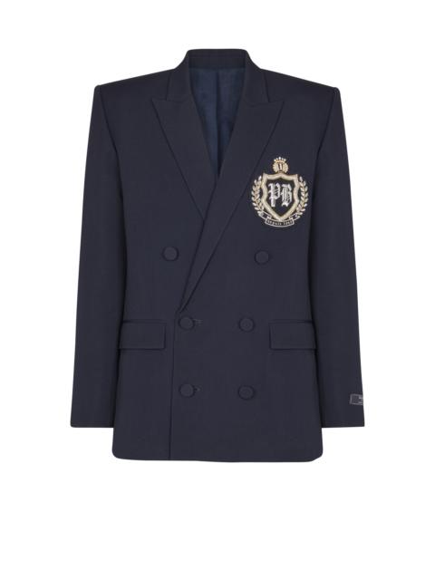 Balmain Wool blazer with crystal patch