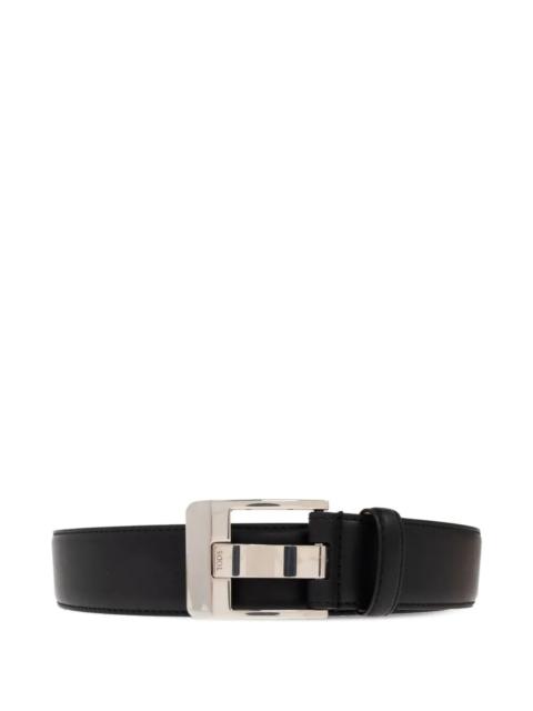 Tod's Tod's Men Soft Leather Belt With Silver Metal Buckle