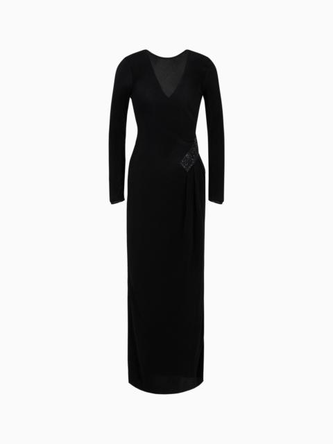 GIORGIO ARMANI Long dress in pleated jersey