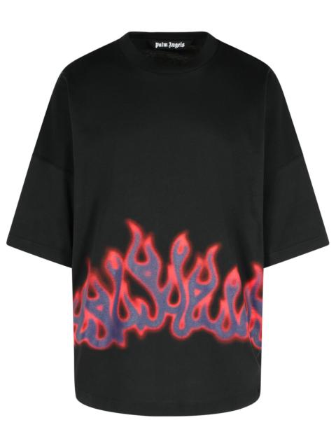 Palm Angels Palm Angels 'Flames' Black Cotton T-Shirt Men