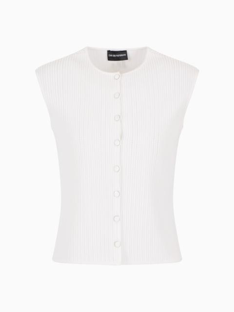 EMPORIO ARMANI PERFORATED OTTOMAN FABRIC WAISTCOAT