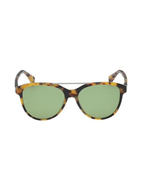 rag & bone rag & bone 54mm Pilot Sunglasses in Milky Amber Tort/Green Lenses at Nordstrom