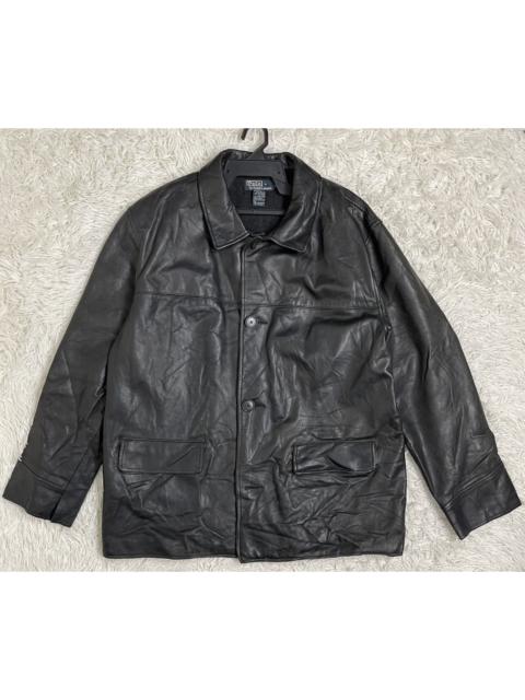 Vintage Polo Ralph Lauren 100% Leather Jacket Wool Lined L
