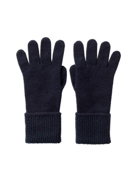 Johnstons of Elgin Seed Stitch Navy Cashmere Gloves