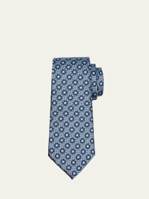 ZEGNA Men's Medallion Silk Jacquard Tie