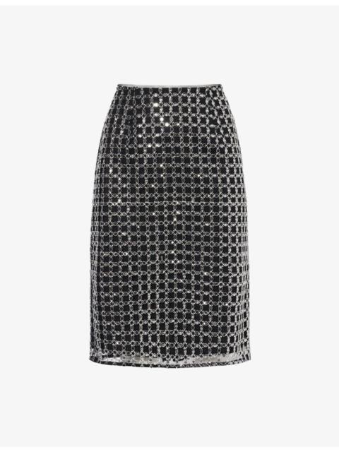 ROTATE Beaded Slim-Fit Woven Mini Skirt