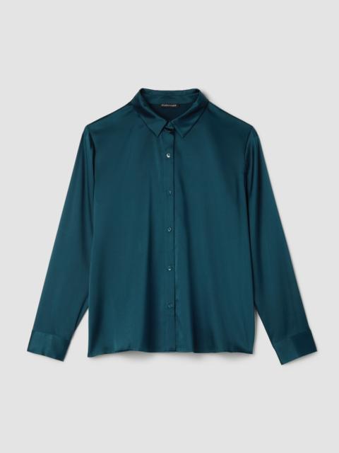 EILEEN FISHER Stretch Silk Charmeuse Classic Collar Shirt