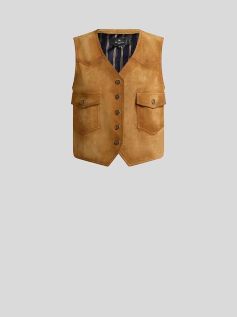 Etro CROPPED SUEDE WAISTCOAT WITH POCKETS