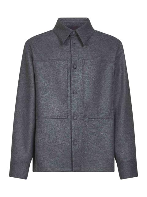 Jil Sander Grey Melton wool shirt
