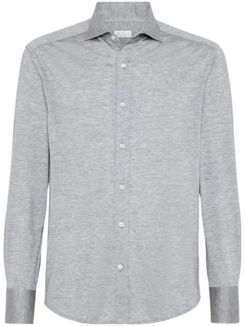 Brunello Cucinelli Brunello Cucinelli Men Silk And Cotton Jersey Shirt With Spread Collar