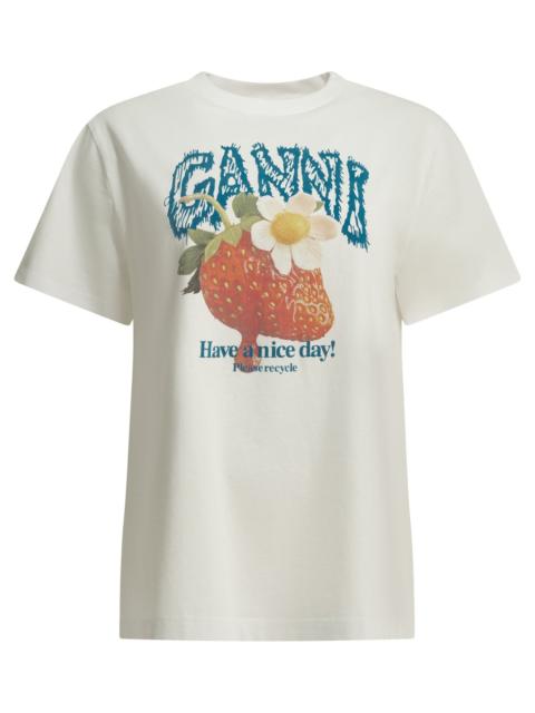 GANNI Ganni Strawberry Crew-neck T-shirt