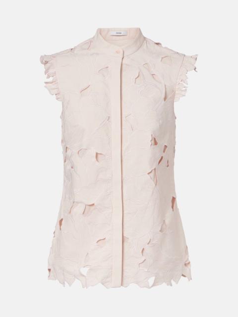 Erdem Embroidered floral cotton-blend top