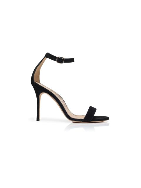 Manolo Blahnik Black Suede Ankle Strap Sandals