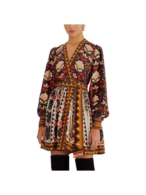 FARM RIO FARM Rio Tapestry Garden Multicolor V Neckline Mini Dress