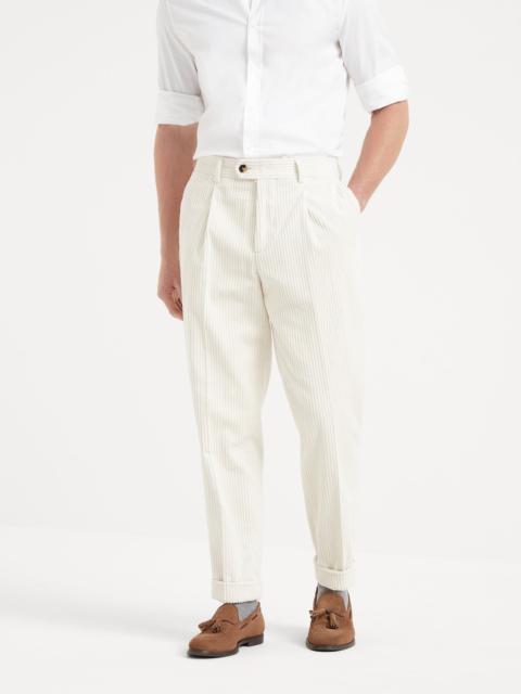 Brunello Cucinelli Cotton wide wale corduroy leisure fit trousers with pleat