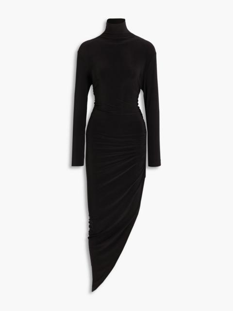 NORMA KAMALI Asymmetric stretch-jersey turtleneck dress