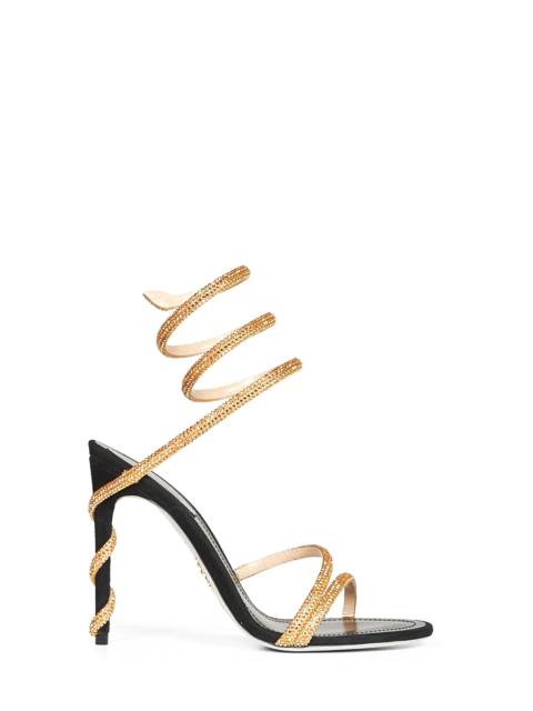 RENE CAOVILLA Black and gold Margot 105 crystal sandals