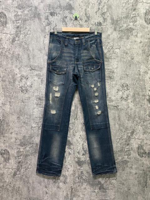 Other Designers Vintage - Free Gate Distressed Denim Double Knee Bush Pant