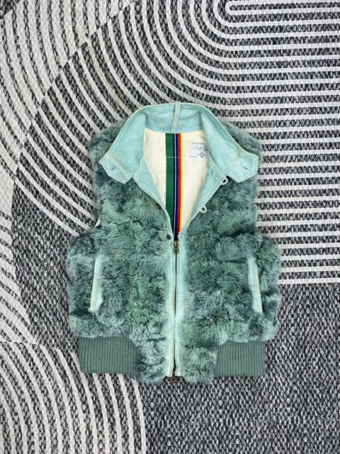 Other Designers Japanese Brand - Vintage Arnold Palmer Faux Fur Teal Zip-Up Sleeveless Jacket