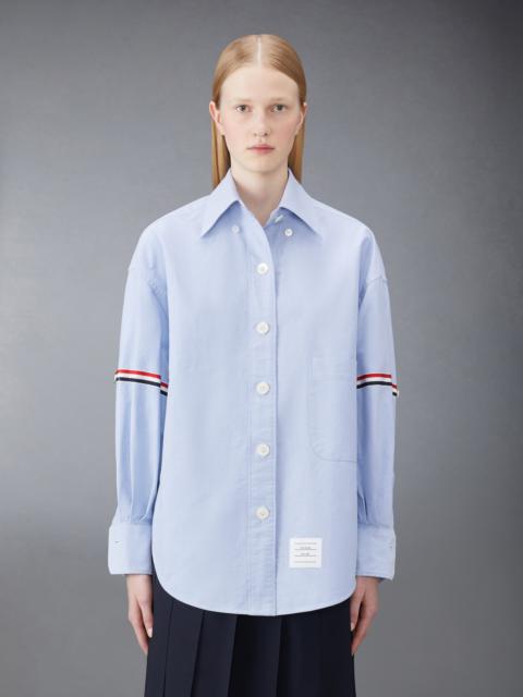 Thom Browne SUPERSIZED POINT COLLAR SHIRT W/ RWB GROSGRAIN ARMBANDS IN OXFORD