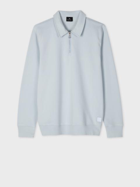 Paul Smith Light Blue Organic Cotton Zip-Neck Sweatshirt