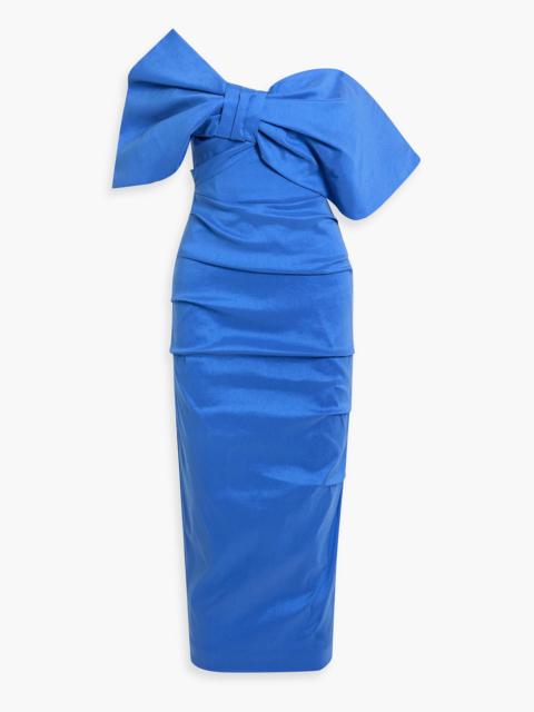 RACHEL GILBERT Memphis strapless bow-detailed shantung midi dress
